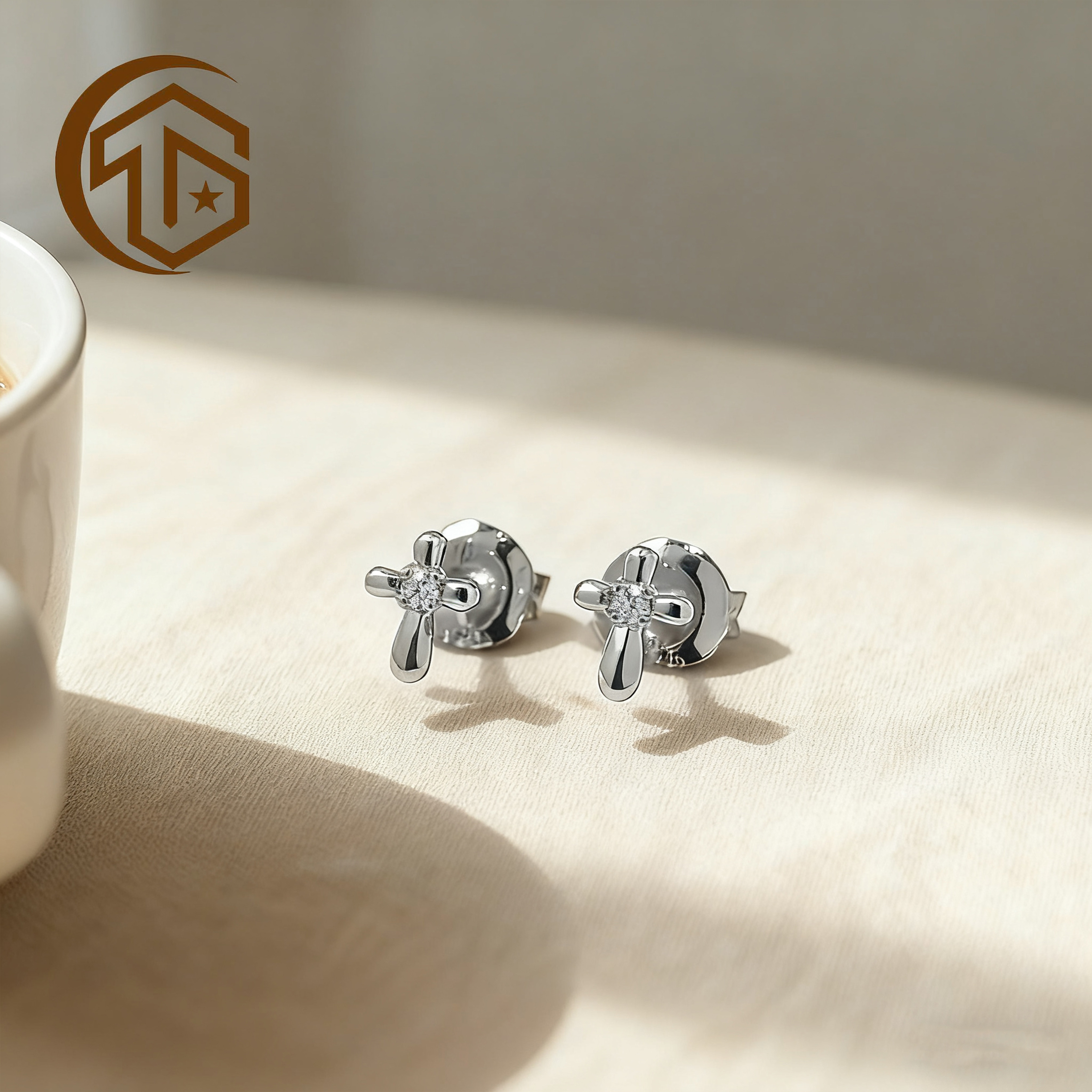 Women's 925 Sterling Silver Octagonal Star Stud Earrings, Gift for Her